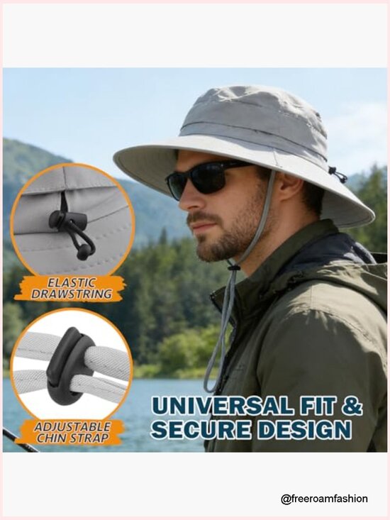 UPF 50+ Waterproof Wide Brim Bucket Hat for Outdoor Hiking Fishing main image 5
